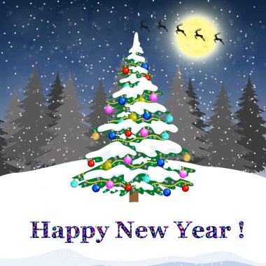 Renkli baubles ile Noel ağacı. resimde. Festival arka plan.