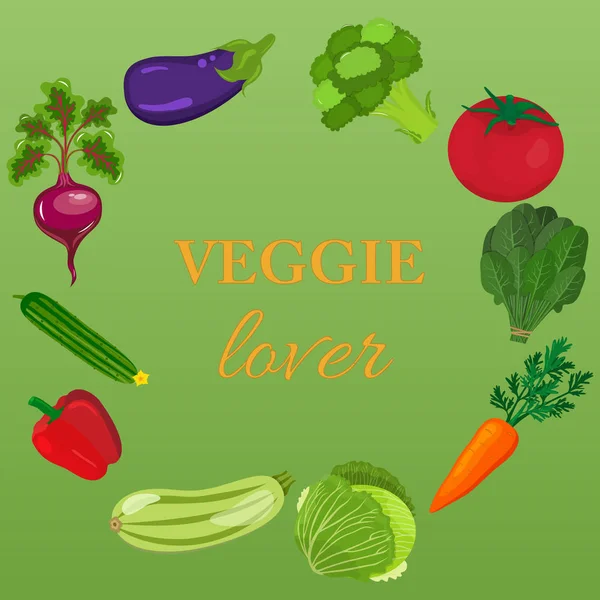 Veggie Lover Elementos: Ilustración vectorial — Archivo Imágenes Vectoriales