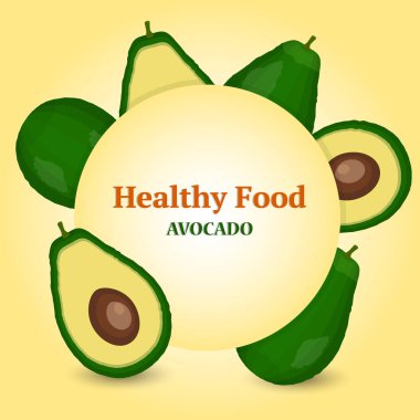 Gerçekçi vektör avokado çizimi. Avokadonun tamamı ve kesimi beyaz arkaplanda izole..
