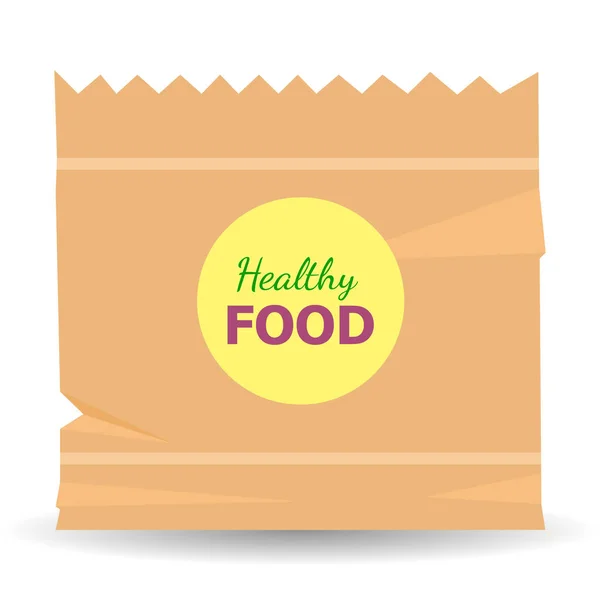 Bolsa de papel de compras aislada en blanco. Paquete de compras de alimentos . — Vector de stock