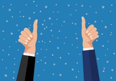 İş kadınları el başparmak yukarı kaldır. düz tasarım vektör çizim. Finans, iş motivasyon