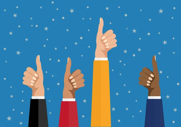İş kadınları el başparmak yukarı kaldır. düz tasarım vektör çizim. Finans, iş motivasyon