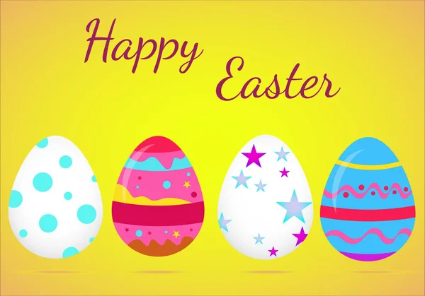 Un ensemble de dessins animés décorés colorés oeufs de Pâques pour une utilisation dans les dessins de Pâques — Image vectorielle