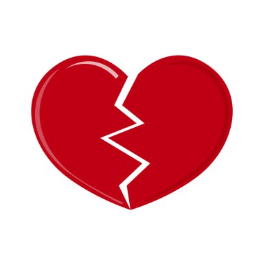 kırık kalp simgesi beyaz arka plan üzerinde izole. düz stil vektör çizim