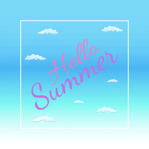 Hello Summer Vector Illustration - Bold Text on blue Background — Stock Vector