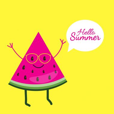 Komik vektör arka plan karpuz dilimi içinde gözlük