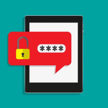 Tablet kilidi bildirimi düğme ve parola alanı vektör,