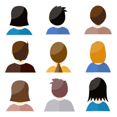 Erkek ve kadın baş siluetleri avatar, profili vektör simgeleri, insanlar Portreler