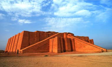 Restored ziggurat in ancient Ur, sumerian temple, Iraq clipart