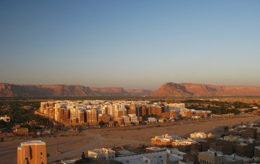 Panorama of Shibam mud skyscrapers, Hadramout clipart