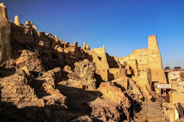 Vista de Shali ruínas da cidade velha, oásis de Siwa, Egito — Fotografia de Stock