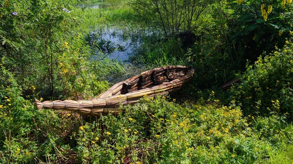 Традиционная травяная лодка, берег озера Тана. Бахир-Дар — стоковое фото
