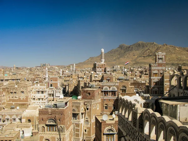 Vista aérea da cidade velha de Sanaa Iêmen — Fotografia de Stock