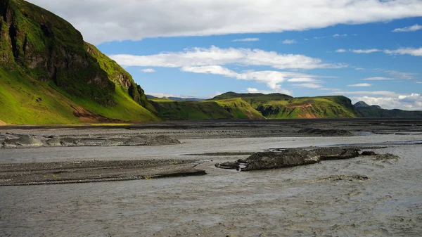 Eldgja canyon, a táj és a tavaszi, a Dél-Izlandi — Stock Fotó