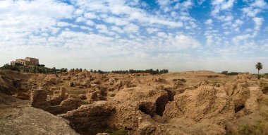 Panorama Babylon ve eski Saddam Hüseyin'in Sarayı kalıntıları, Irak
