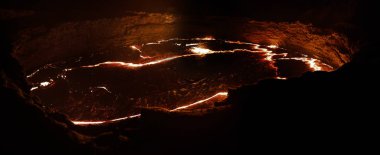 Haldeki yanardağ krater, lav, Danakil depresyon, Etiyopya erime