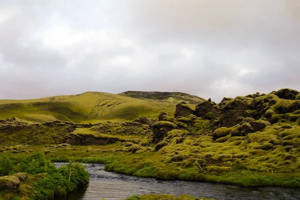 Paisagem do vale vulcânico de Lakagigar, Islândia central — Fotografia de Stock