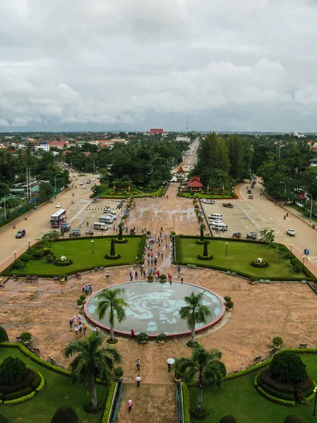 Vista aérea desde la puerta de Patuxai, Vientiane Laos — Foto de Stock