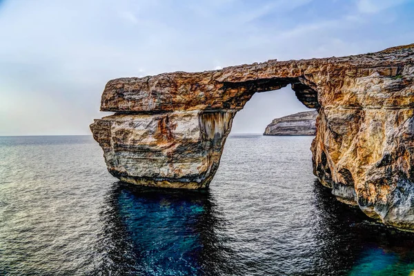 Sea view to Azure window natural arch, Gozo island Malta — Stock Photo, Image