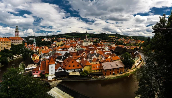 Cesky Krumlov Çek Cumhuriyeti için havadan görünümü
