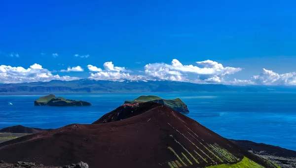 Panoráma Heimaey vulkán Park-sziget, Vestmannaeyjar szigetcsoport Izland — Stock Fotó