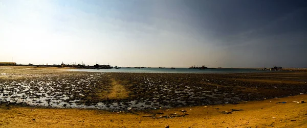 Panorama of Berbera port and beach with boats Somalia — Stock Photo, Image