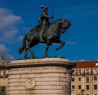 Ben Figueira meydanında, Lizbon, Portekiz kralı Joao heykeli için görüntülemek