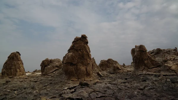 Struttura del sale primo piano all'interno del cratere vulcanico di Dallol nella depressione di Danakil, Afar, Etiopia — Foto Stock