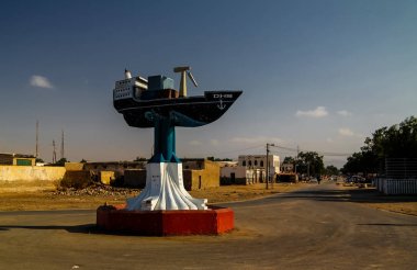 Boat monument in the center of Berbera Somalia clipart