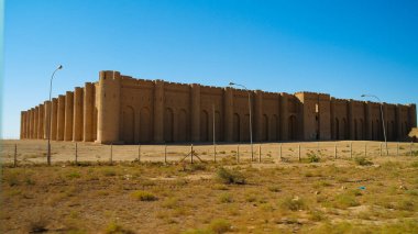 Exterior view to Al-Ukhaidir Fortress aka Abbasid palace of Ukhaider near Karbala Iraq clipart
