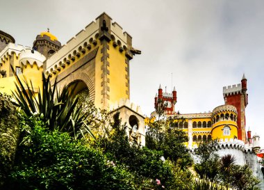 Panorama görünüm Pena Sarayı, Sintra, Portekiz