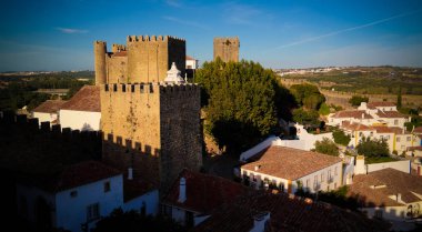 Obidos eski şehir Portekiz görünümüne Cityscape