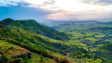 Simen Dağları ve çevresinde Lalibela Etiyopya vadi Panorama