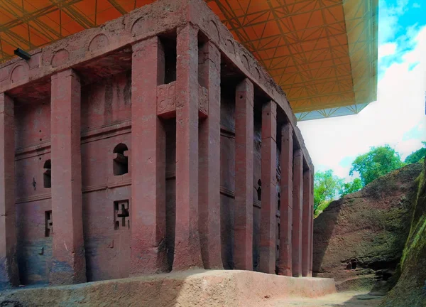 Biete Medhane Alem rock-hewn church, Lalibela, Etiópia — Fotografia de Stock