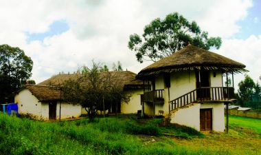 Entoto Dağı, Addis Ababa, Etiyopya üstündeki Menelik II Sarayı dış görünümü