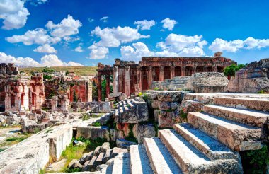 Ruins of Jupiter temple and great court of Heliopolis in Baalbek, Bekaa valley, Lebanon clipart