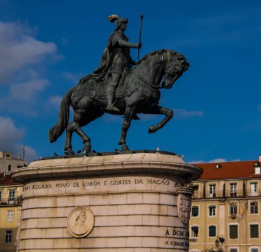 Ben Figueira meydanında, Lizbon, Portekiz kralı Joao heykeli için görüntülemek