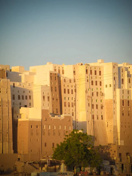 Panorama av Shibam mud skyskrapor, Hadramout, Jemen — Stockfoto