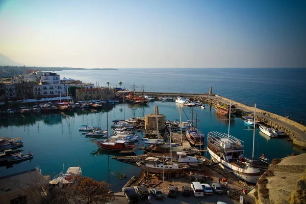 Aerial view to Girne marina, North Cyprus — Stock Photo, Image