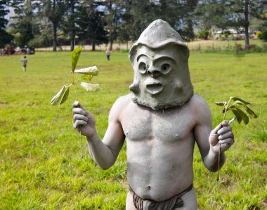 Asaro Mudman tribe man in Mount Hagen festival, Papua New Guinea clipart