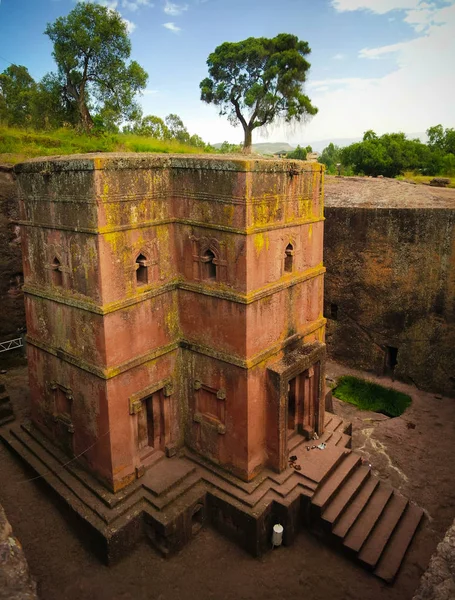 Utgrävt kors St George kyrkan i Lalibela, Etiopien — Stockfoto