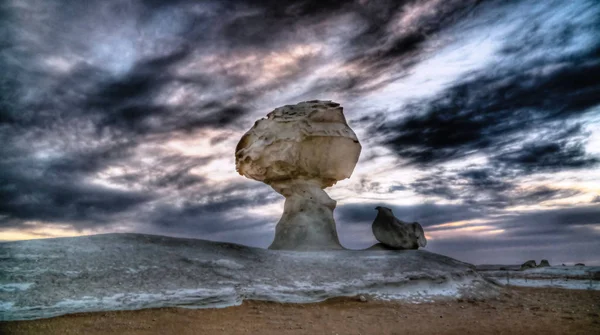 Natura astratta formazioni rocciose aka sculture Pollo sotto l'albero nel deserto bianco, Sahara, Egitto — Foto Stock