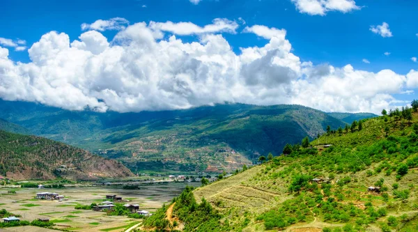 Vista panorámica al valle de Paro, Bután — Foto de Stock