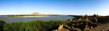 Ruined fortress at the Sai island, Nile river, Sudan clipart