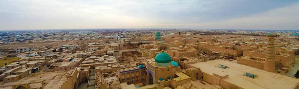 Pemandangan panorama udara ke kota tua Khiva, Uzbekistan — Stok Foto
