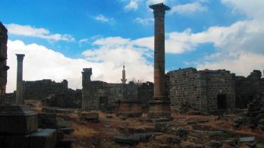 Bosra, Suriye'nin harap eski şehir panoraması