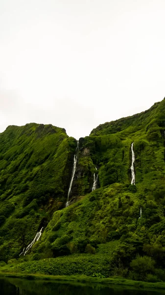 Panorama view to Faja waterfall, Flores, Azores, Portugal — Stock Photo, Image