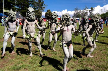 Asaro Mudman tribe man in Mount Hagen festival, Papua New Guinea clipart