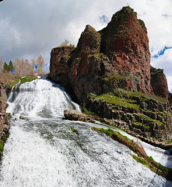 Panorama of Jermuk waterfall on Arpa river, Armenia — Stock Photo, Image