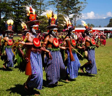 Katılımcılar Mount Hagen yerel kabile Festivali - 17.08.2014, Mount Hagen Papua Yeni Gine